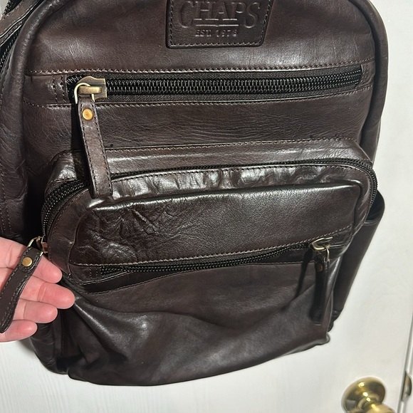 Unisex NWT Genuine Leather Commuter Backpack, Chaps by Ralph Lauren - Picture 5 of 9